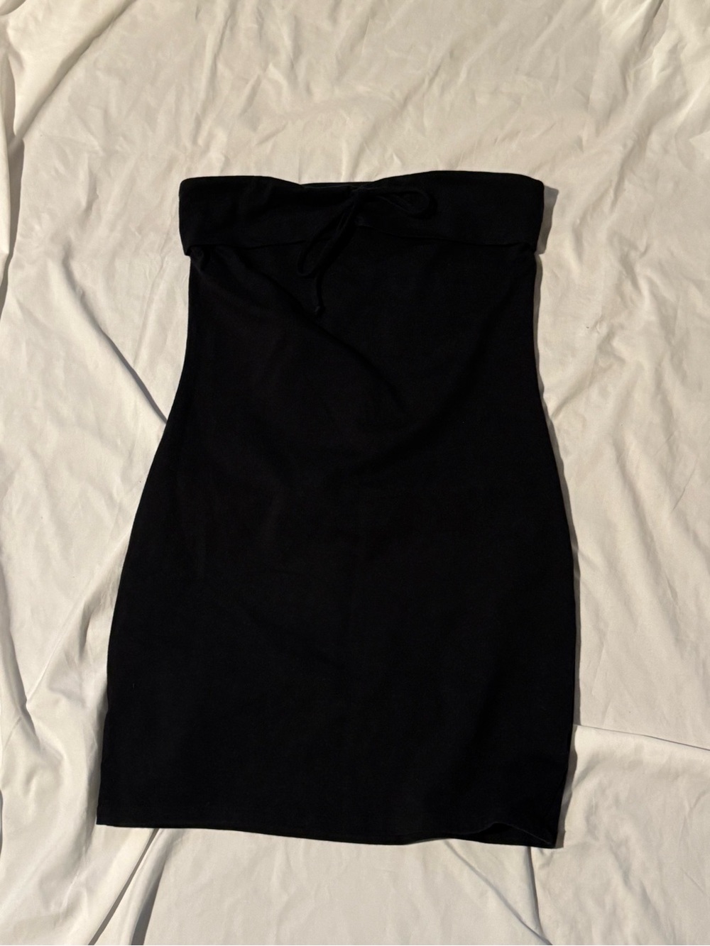 wild fable Black Strapless Tube Dress with Front Tie